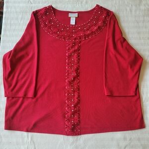 Alfred Dunner Elegant Red Women's Top Size 3XL